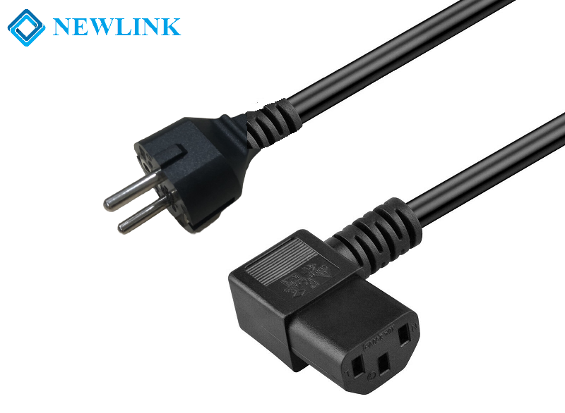 Dây nguồn C13 gập 90 độ - 2 chân tròn NEWLINK lõi 3x1,0mm2 dài 2M cao cấp